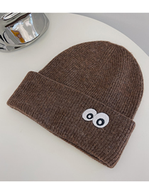 Fashion Dark Brown Eye-embroidered Knitted Beanie Hat