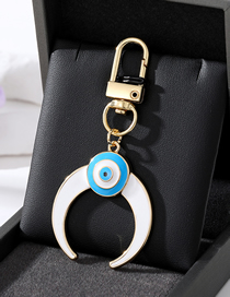 Fashion White Moon Alloy Drop Oil Eye Moon Keychain