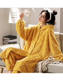 Fashion Yellow Jacquard Robe Flannel And Fleece Jacquard Robe