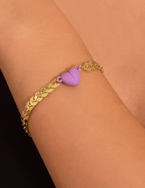 Fashion Purple Alloy Magnet Heart Bracelet