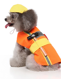 Fashion Sdz136 Engineer Orange Polyester Geometric Pet Dog Clothes