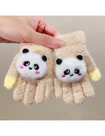 Fashion 6# Khaki Woolen Knitted Cartoon Panda Gloves