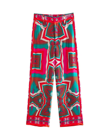 Fashion Trousers Polyester Print Straight-leg Trousers