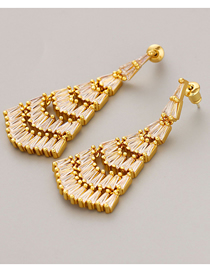 Fashion Gold Bronze Zirconium Scallop Drop Earrings