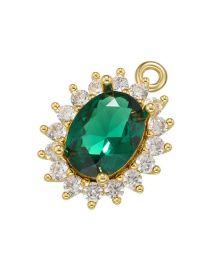 Fashion Golden Green Diamond Copper Inlaid Zirconium Oval Diy Accessories