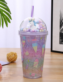 Fashion Bd1823 Unicorn Candy Purple Plastic Cartoon Double Water Cup