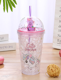 Fashion Bd1811 Unicorn Purple Plastic Three-dimensional Unicorn Double Layer Water Cup