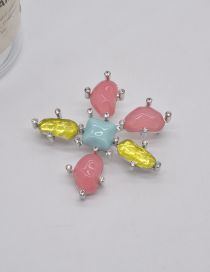 Fashion Color Colored Glass Crystal Contrasting Petal Brooch