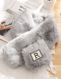 Fashion Thickened Gray Faux Rabbit Patch Crossover Scarf