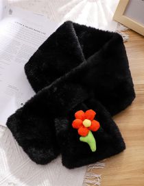 Fashion Regular Black Cashmere Cartoon Flower Cross Scarf