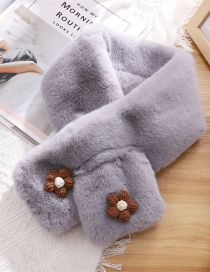 Fashion Thickened Gray Cartoon Double Flower Cross Scarf