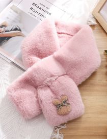 Fashion Thick Pink Three-dimensional Cartoon Rabbit Imitation Rabbit Fur Cross Scarf