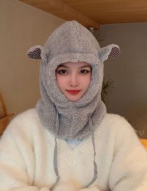 Fashion Grey (single Cap) Faux Rabbit Fur Lamb Ear Lanyard Pullover