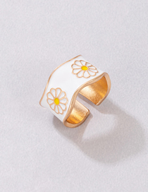 Fashion Ep-white (environmental Protection) Alloy Drip Oil Flower Ring