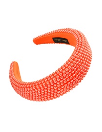 Fashion Orange Fabric-studded Pearl Wide-brimmed Headband