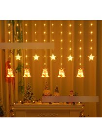 Fashion Bell Warm Color 95 Led Wire Lamp Plug Type Leather Cord Christmas Curtain Lights (charged)