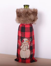 Fashion Grub Snowman Christmas Plaid Tie Raw Edge Wine Bottle Sleeve