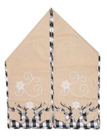 Fashion Black And White Gray Elk Cotton Linen Christmas Rectangle Table Runner