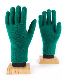 Fashion Mars Green Knitted Five-finger Gloves