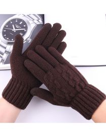 Fashion Coffee Knitted Five-finger Gloves