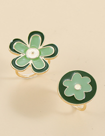 Fashion Green Alloy Drip Oil Flower Ring Set