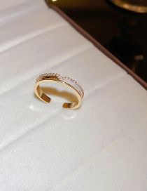 Fashion Ring - Gold Geometric Zirconium Open Ring