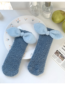 Fashion Blue Bow Coral Fleece Bow Cartoon Floor Socks