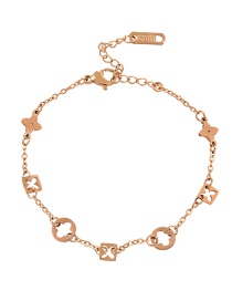 Fashion Rose Gold Titanium Steel Cutout Clover Bracelet