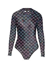 Fashion Fish Scales Fish Scale Print Long-sleeve Swimsuit