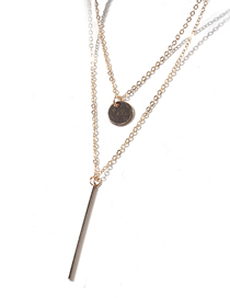 Fashion 6# Alloy Geometry Round Stick Double Layer Necklace