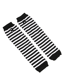 Fashion Black And White Stripes 5 Polyester Stripe Fingerless Arm Cover