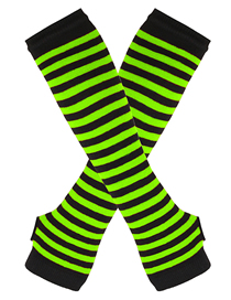 Fashion Fluorescent Green + Black / Thin Strip 33 Polyester Stripe Fingerless Arm Cover