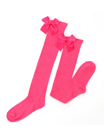 Fashion Rose Red 26-rose Red Knot Polyester Knit Bow Tall Socks