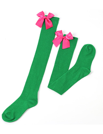 Fashion Green 28-rose Knot Polyester Knit Bow Tall Socks