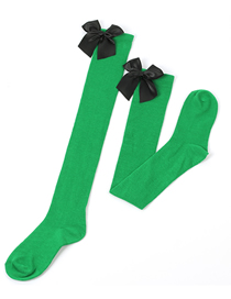 Fashion Green 38 - Black Knot Polyester Knit Bow Tall Socks