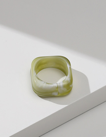 Fashion J06 Two-color Army Green Resin Geometric Square Ring