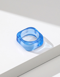 Fashion J06 Transparent Royal Blue Resin Geometric Square Ring