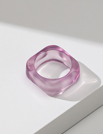 Fashion J06 Transparent Purple Resin Geometric Square Ring