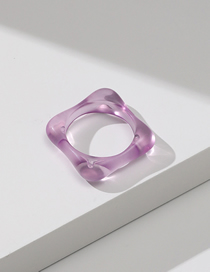 Fashion J07 Transparent Purple Resin Geometric Square Ring