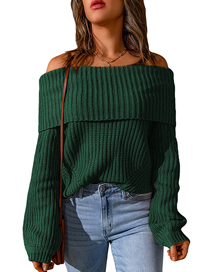 Fashion Dark Green Polyester Knit One-shoulder Sweater