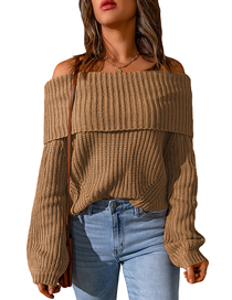 Fashion Khaki Polyester Knit One-shoulder Sweater