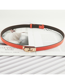 Fashion Adjustable Strap With Cross Pattern Lock (orange) Adjustable Thin Belt With Pu Cross Pattern Buckle
