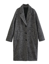 Fashion Grey Zigzag Twill-breasted Lapel Coat