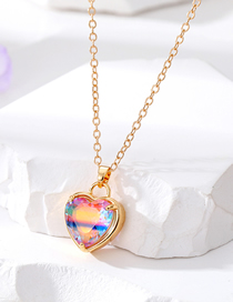 Fashion 4#colorful Love Crystal Laser Heart Necklace