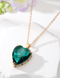 Fashion Green Heart Crystal Glass Heart Necklace