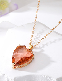 Fashion Brown Love Crystal Glass Heart Necklace