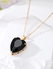 Fashion Black Heart Crystal Glass Heart Necklace