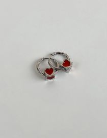 Fashion Red Alloy Small Square Heart Earrings