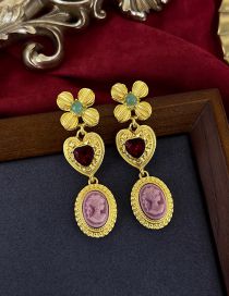 Fashion 16# Alloy Diamond Love Portrait Flower Earrings