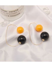 Fashion Ear Hook - Yellow (real Gold Plating) Metal Colorblock Size Ball Drop Earrings